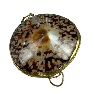 Vintage Brown Blister Shell Trinket Box 2 1/2"